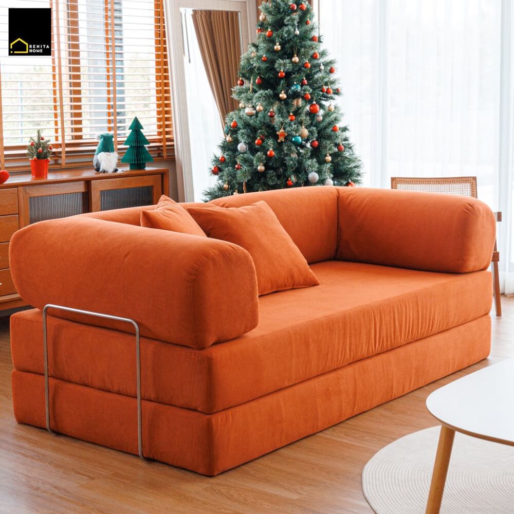 โซฟา RENITA HOME รุ่น LEKO 200x100cm. ผ้าลูกฟูกลอนใหญ่ สีน้ำตาล (608-15)_1